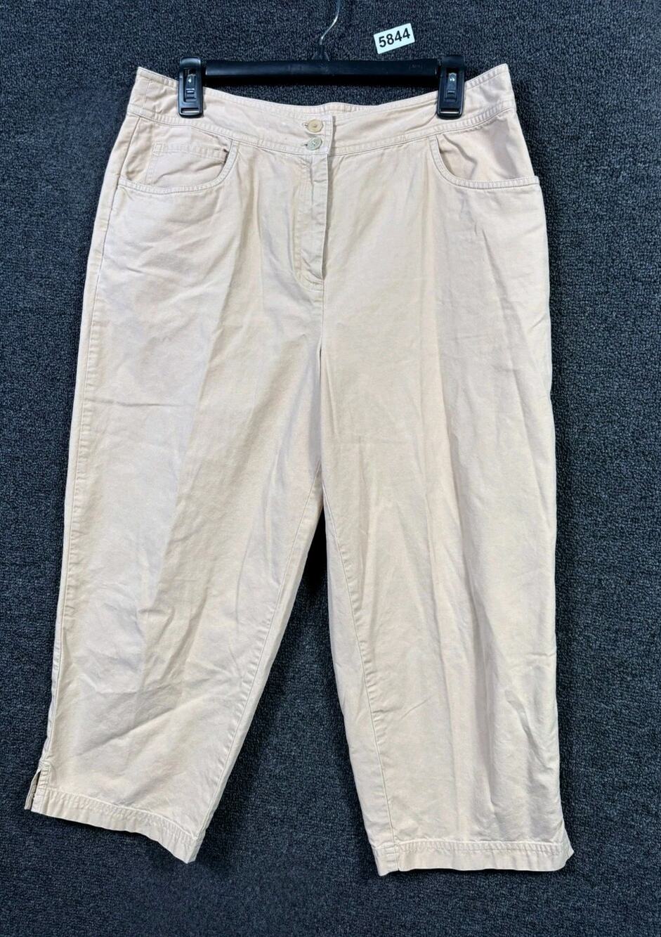 Talbots Capri Pants Womens Size 14 Tan Straight Leg 100% Cotton
